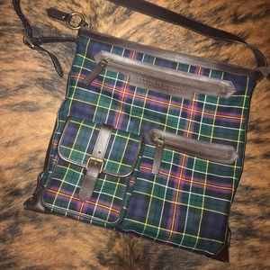BURBERRY PLAID & LEATHER CROSSBODY BAG